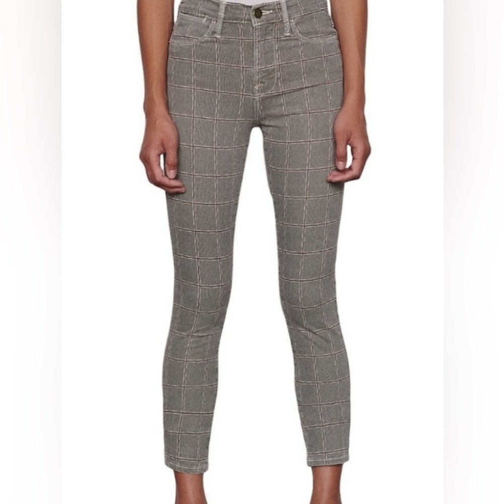 Frame Le High Skinny Crop Jeans in Windowpane Plaid
